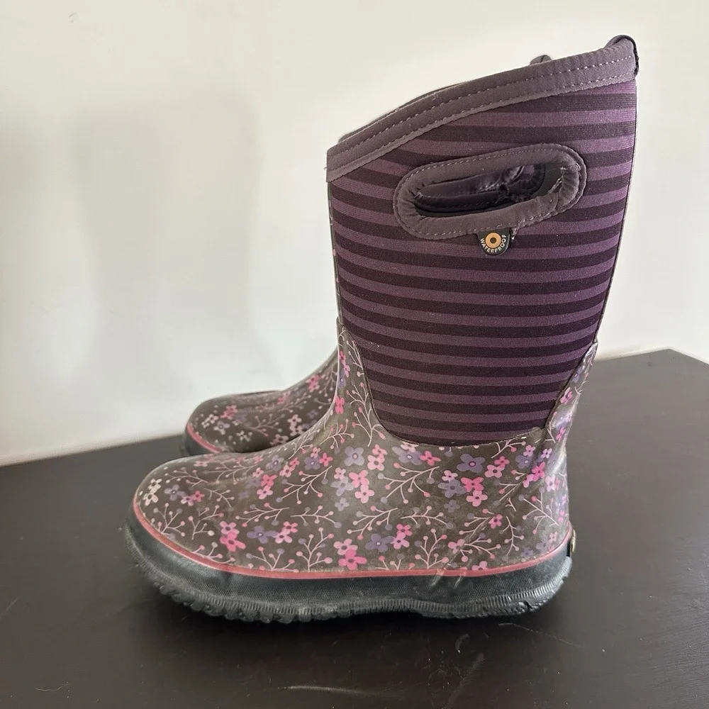 Bogs K ClscFlowersTR 71560-540 Rain Water Snow‎ -30F Boot Youth Girls 3